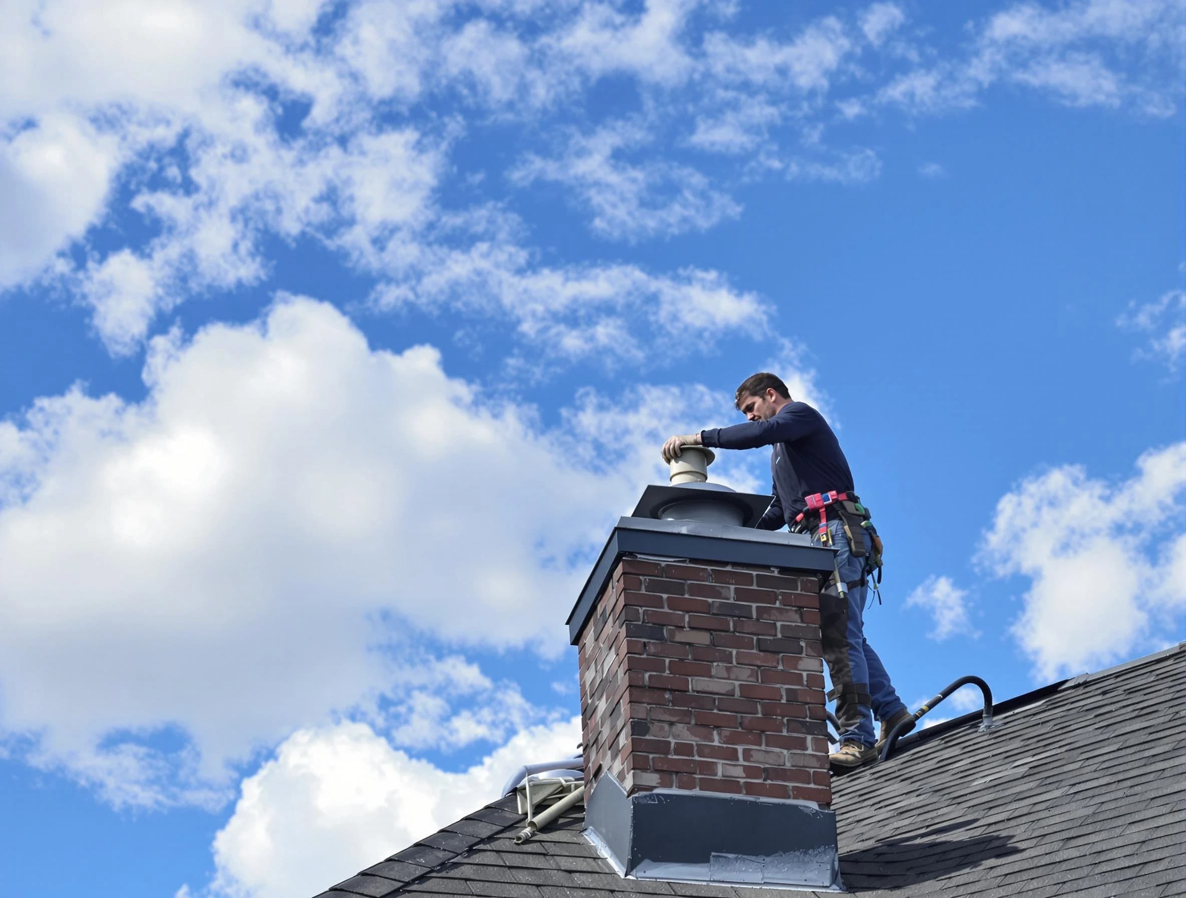 Riverdale Chimney Sweep installing a sturdy chimney cap in Riverdale, GA