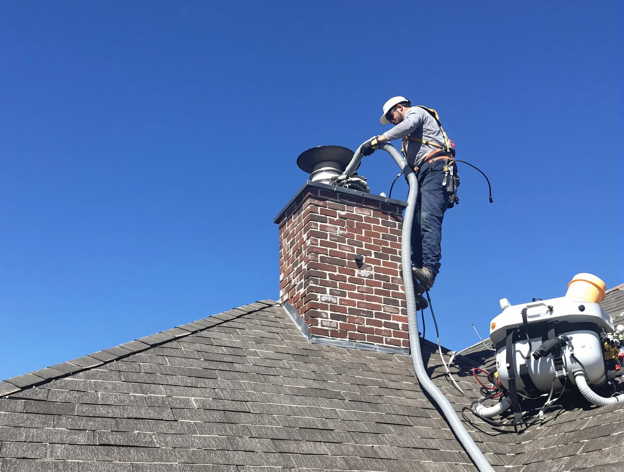 Dedicated Riverdale Chimney Sweep team member cleaning a chimney in Riverdale, GA