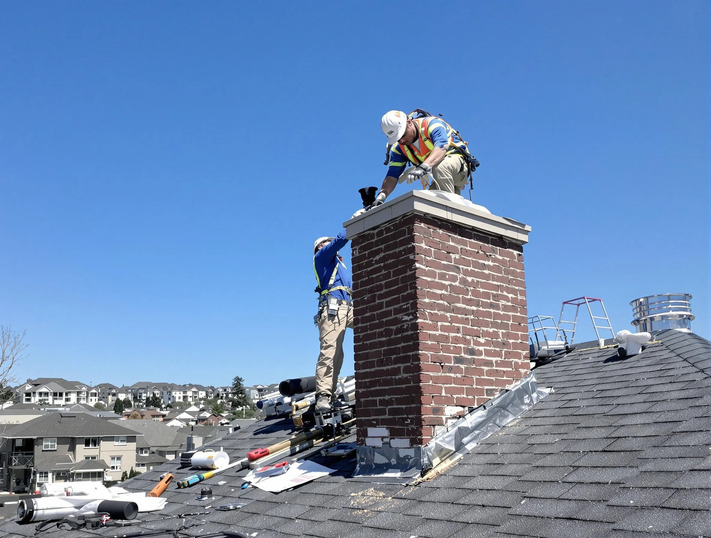 Riverdale Chimney Sweep repairing a chimney crown in Riverdale, GA