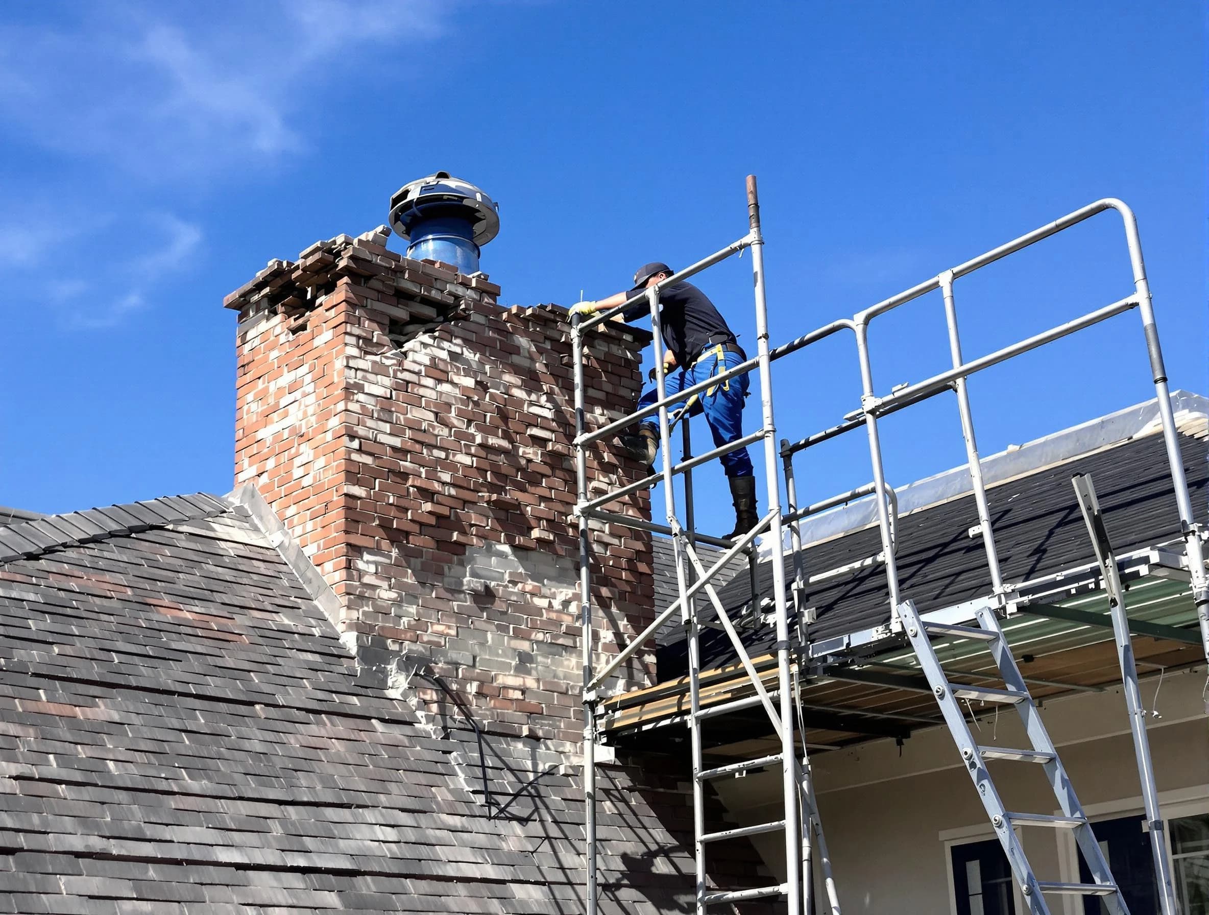 Rebuilding a chimney structure by Riverdale Chimney Sweep in Riverdale, GA