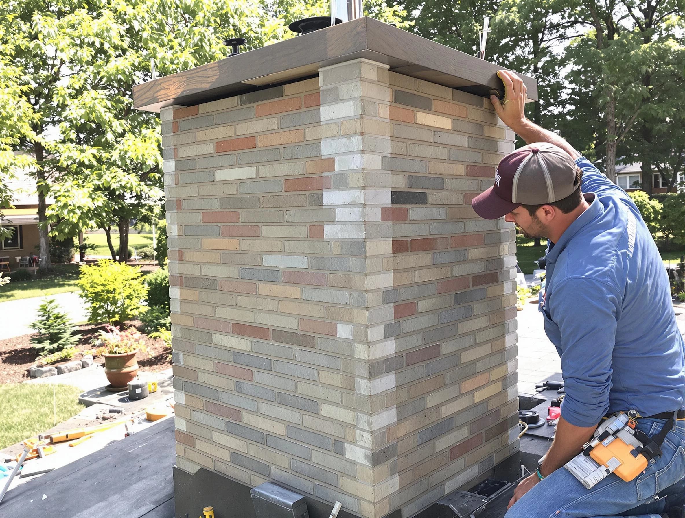 Riverdale Chimney Sweep completing a modern chimney remodel in Riverdale, GA