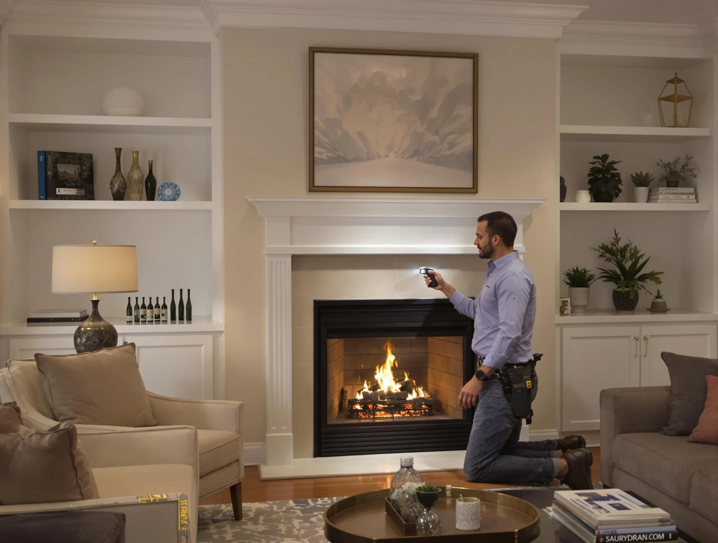 Riverdale Chimney Sweep conducting a fireplace safety inspection in Riverdale, GA