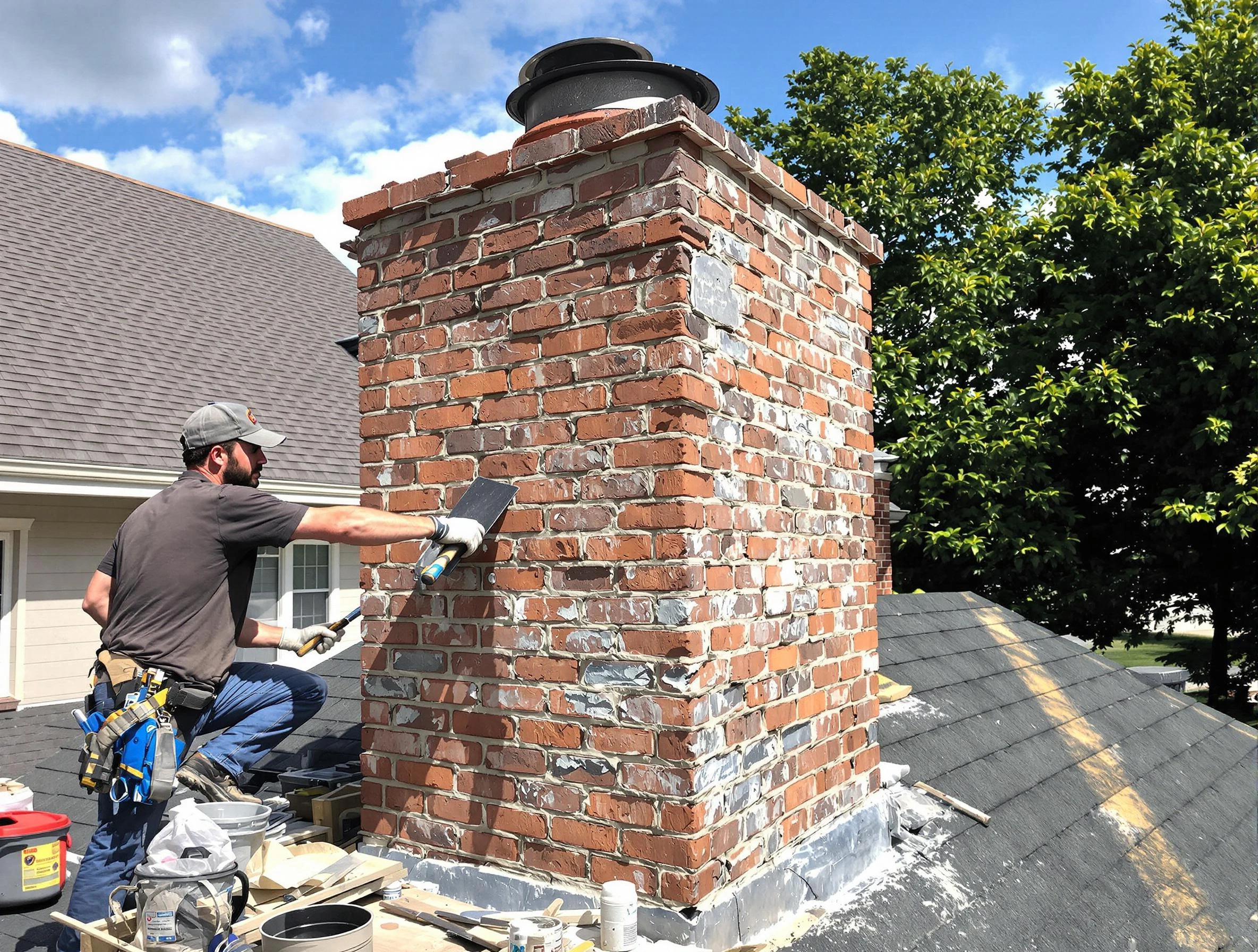 Completed chimney rebuild by Riverdale Chimney Sweep in Riverdale, GA