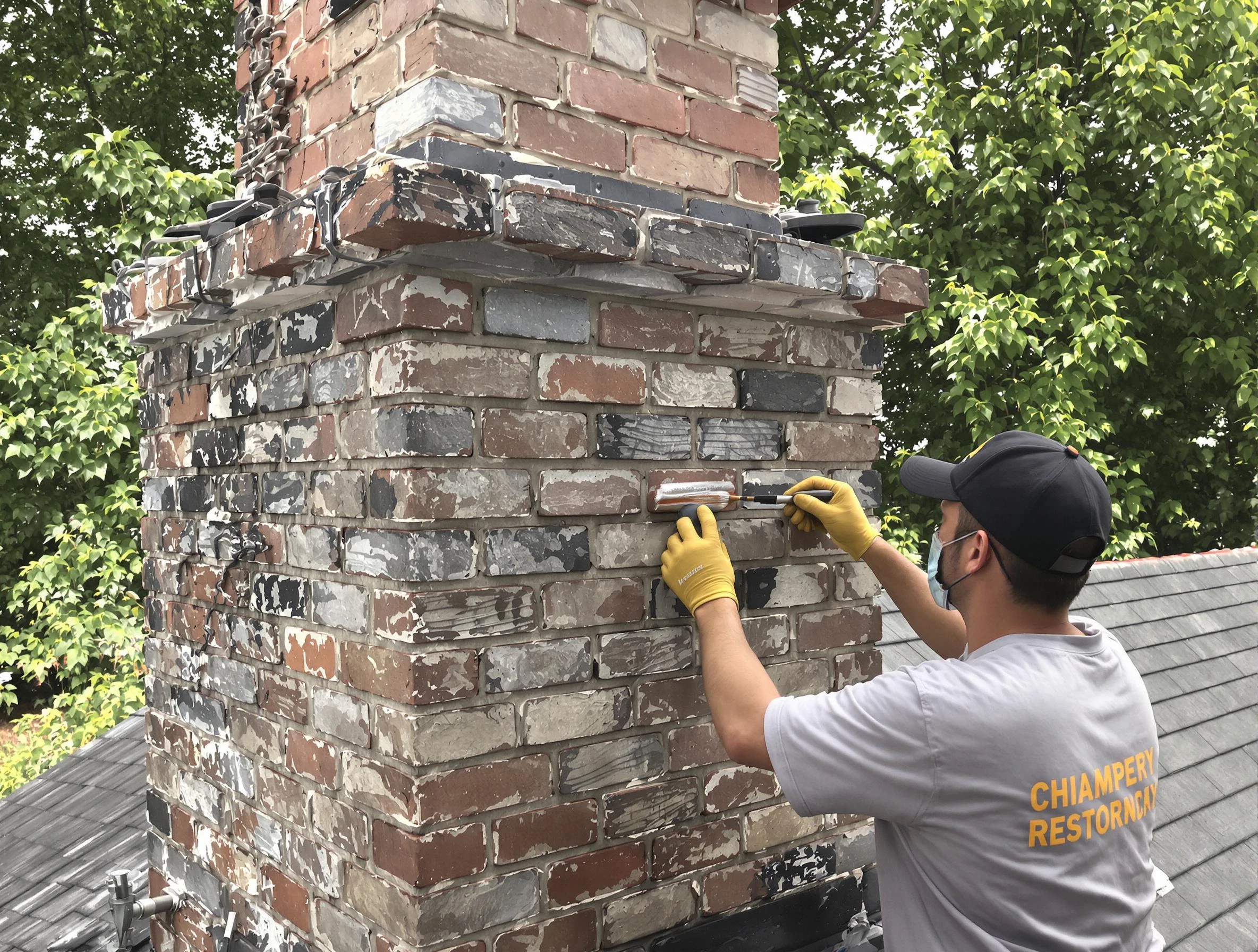 In-progress chimney restoration by Riverdale Chimney Sweep in Riverdale, GA
